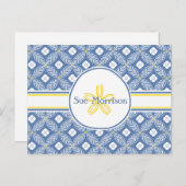 Sand Dollar met Blauw & White Floral & douanenaam Briefkaart (Voorkant / Achterkant)