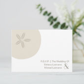 Sand Dollar Modern Wedding R.S.V.P. RSVP Kaartje (Staand voorkant)