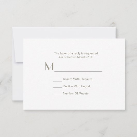 Sand Dollar Modern Wedding R.S.V.P. RSVP Kaartje (Achterkant)