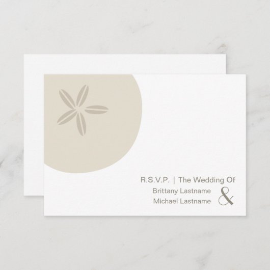 Sand Dollar Modern Wedding R.S.V.P. RSVP Kaartje (Voorkant / Achterkant)