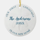 Sand Dollar New Home Eerste Kerstfoto Keramisch Ornament (Voorkant)
