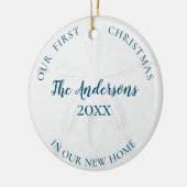 Sand Dollar New Home Eerste Kerstfoto Keramisch Ornament (Links)