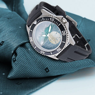 Sand Dollar Ocean Crashing Waves Horloge