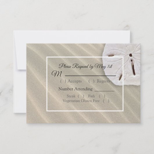 Sand Dollar Oceanic Wedding RSVP-kaart RSVP Kaartje (Voorkant)
