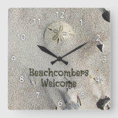 Sand Dollar op Beach Personated Vierkante Klok (Voorkant)