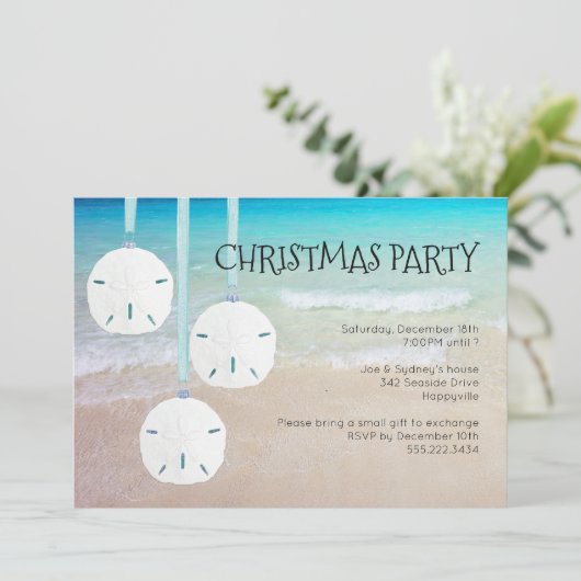 Sand Dollar Ornamenten Kerstfeest Kaart (Staand voorkant)