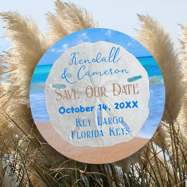 Sand Dollar Round Save the Date Cards Kaart