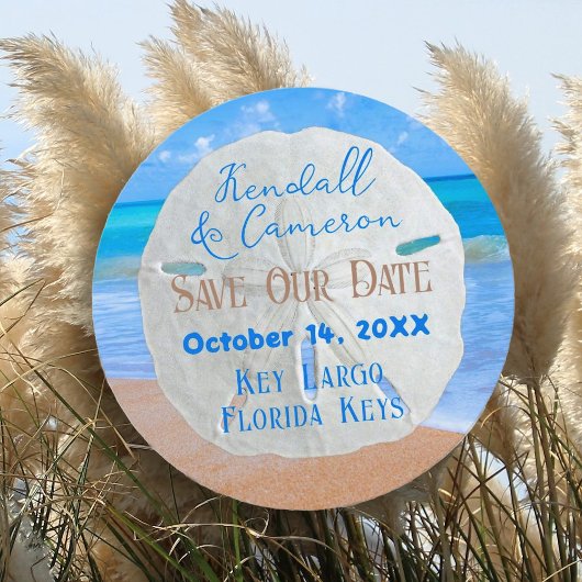 Sand Dollar Round Save the Date Cards Kaart