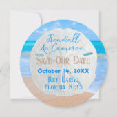 Sand Dollar Round Save the Date Cards Kaart (Voorkant)