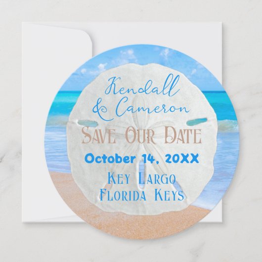 Sand Dollar Round Save the Date Cards Kaart (Voorkant)
