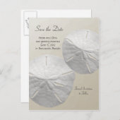 Sand Dollar Save the Date Beach Theme Wedding Aankondigingskaart (Voorkant / Achterkant)