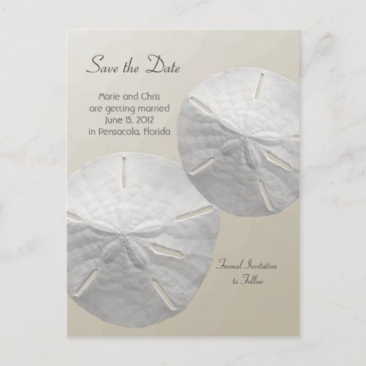 Sand Dollar Save the Date Beach Theme Wedding Aankondigingskaart (Voorkant)
