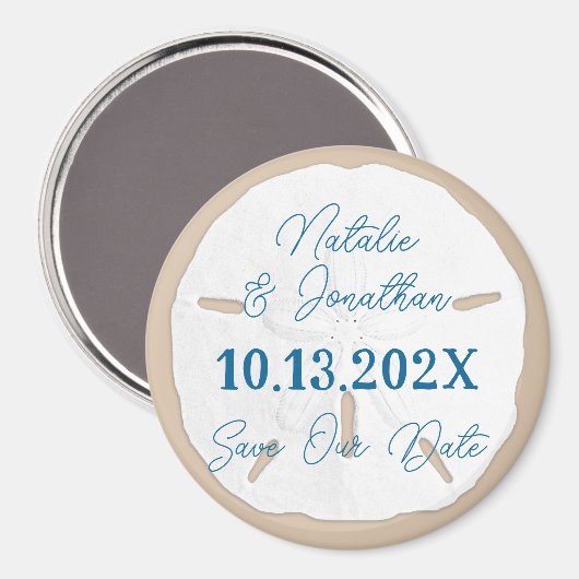 Sand Dollar Save the Date Beach Wedding Magnet (Voorkant / Achterkant)