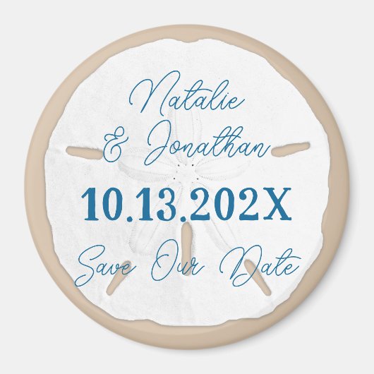 Sand Dollar Save the Date Beach Wedding Magnet (Voorkant)