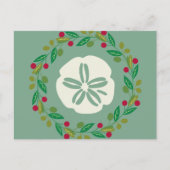 Sand Dollar Seashell Christmas Wreath Feestdagenkaart (Voorkant)