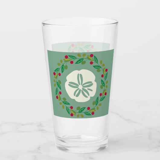 Sand Dollar Seashell Christmas Wreath Glas (Voorkant)