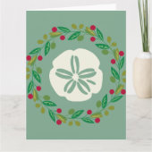 Sand Dollar Seashell Christmas Wreath Kaart (Voorkant)