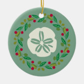 Sand Dollar Seashell Christmas Wreath Keramisch Ornament (Voorkant)