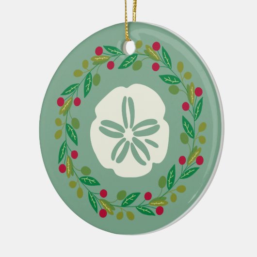 Sand Dollar Seashell Christmas Wreath Keramisch Ornament (Links)