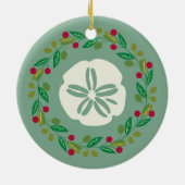 Sand Dollar Seashell Christmas Wreath Keramisch Ornament (Achterkant)