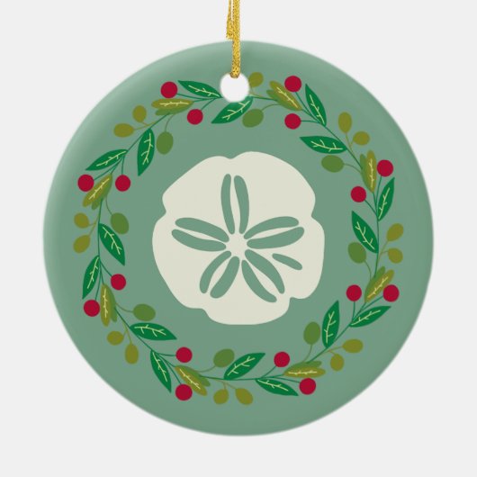 Sand Dollar Seashell Christmas Wreath Keramisch Ornament (Achterkant)