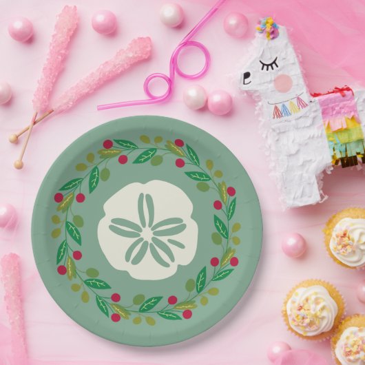 Sand Dollar Seashell Kerstkrans Papieren Bordje (Feest)