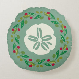 Sand Dollar Seashell Kerstkrans Rond Kussen