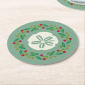 Sand Dollar Seashell Kerstkrans Ronde Kartonnen Onderzetter (Gebogen)