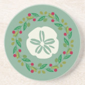 Sand Dollar Seashell Kerstkrans Zandsteen Onderzetter (Voorkant)