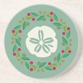 Sand Dollar Seashell Kerstkrans Zandsteen Onderzetter