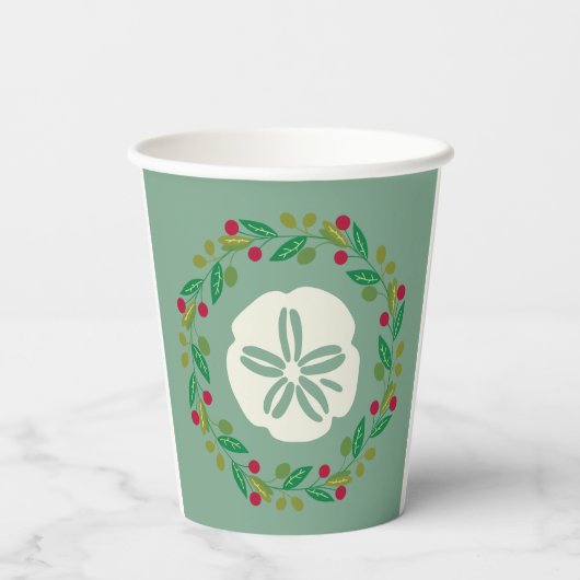 Sand Dollar Seashell Kerstmis Papieren Bekers (Achterkant)