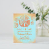 Sand Dollar Sinaasappel Beach Save the Date Briefk Aankondigingskaart (Staand voorkant)