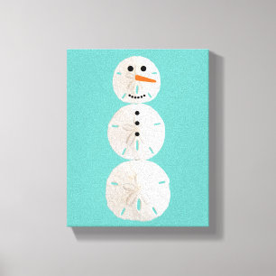 Sand Dollar Snowman Canvas Afdruk
