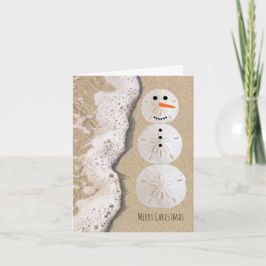 Sand Dollar Snowman Feestdagen Kaart (Voorkant)
