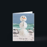 Sand Dollar Snowman Feestdagen Kaart<br><div class="desc">Tropical Christmas Kaart laat het ergens anders sneeuwen</div>
