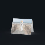 Sand Dollar Snowman Feestdagen Kaart<br><div class="desc">Tropical Christmas Kaart laat het ergens anders sneeuwen</div>