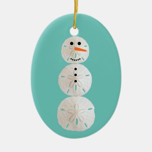 Sand Dollar Snowman Keramisch Ornament (Voorkant)
