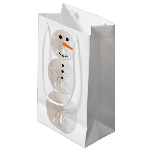 Sand Dollar Snowman Klein Cadeauzakje (Voorkant Gekanteld)