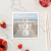 Sand Dollar Snowman Paper Napkins Servet (Insitu)
