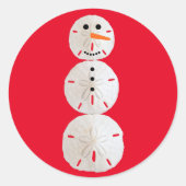Sand Dollar Snowman Ronde Sticker (Voorkant)