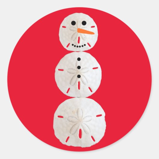 Sand Dollar Snowman Ronde Sticker (Voorkant)