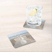 Sand Dollar Snowman Square Paper Onderzetter (Insitu)
