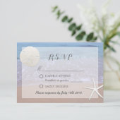 Sand Dollar & Starfish Beach Theme Weddenschap RSV RSVP Kaartje (Staand voorkant)