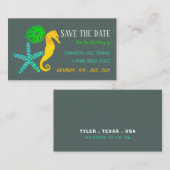 Sand Dollar, Starfish en Seahorse, sparen de datum Informatiekaartje (Voorkant / Achterkant)