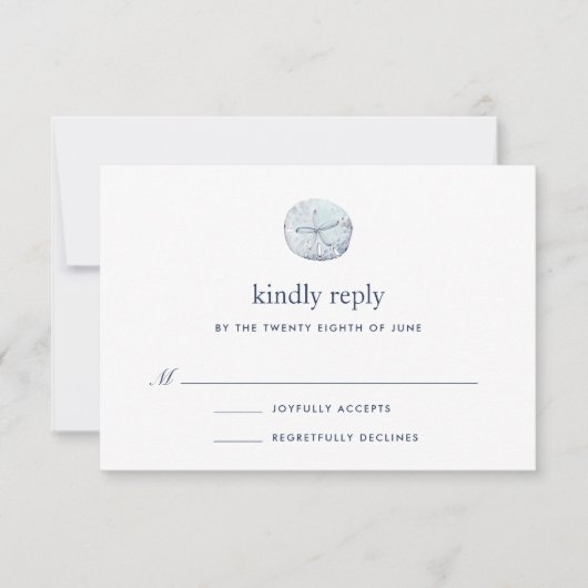 Sand Dollar Starfish RSVP-kaart RSVP Kaartje (Voorkant)