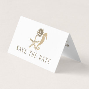 Sand Dollar, Starfish, Seahorse Save the Date Card Visitekaartje