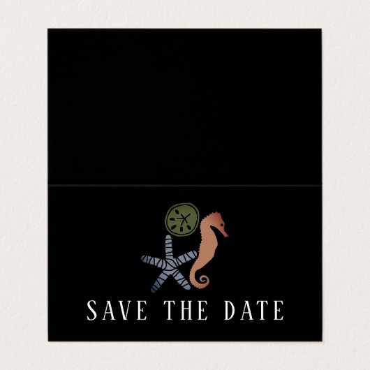 Sand Dollar, Starfish, Seahorse Save the Date Card Visitekaartje (Buitenkant ongevouwen)