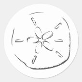 Sand Dollar Tekening Ronde Sticker (Voorkant)
