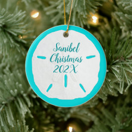 Sand Dollar Turquoise Aangepast kerstfeest Keramisch Ornament