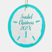 Sand Dollar Turquoise Aangepast kerstfeest Keramisch Ornament (Links)